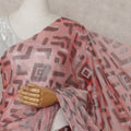 Salmon Pink Silk Chiffon Saree - D31593