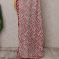 Salmon Pink Silk Chiffon Saree - D31593