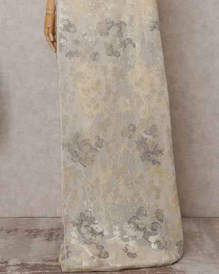 Ivory White Silk Chiffon Saree - D31599