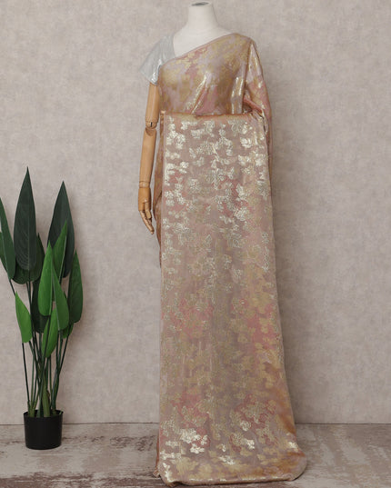 Rose Gold Beige Silk Chiffon Saree - D31596