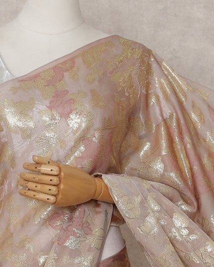 Rose Gold Beige Silk Chiffon Saree - D31596