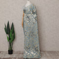 Silver Blue Silk Chiffon Saree - D31601