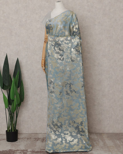 Silver Blue Silk Chiffon Saree - D31601