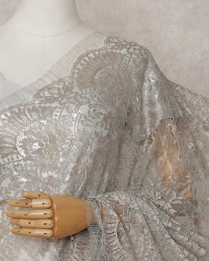 Sage Green Chantilly Lace Saree - D31669