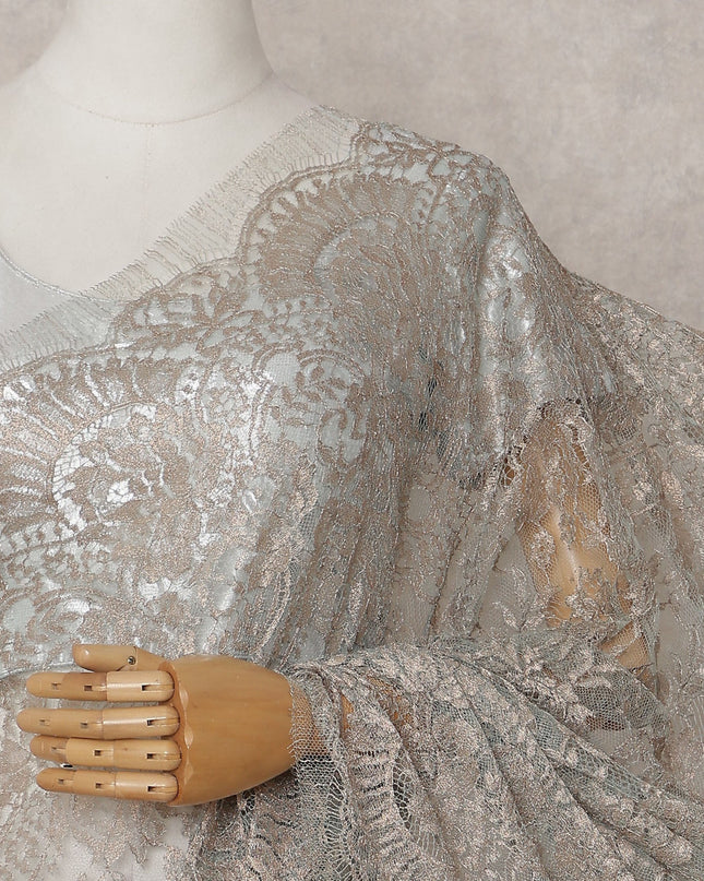 Sage Green Chantilly Lace Saree - D31669
