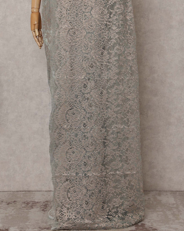 Sage Green Chantilly Lace Saree - D31669