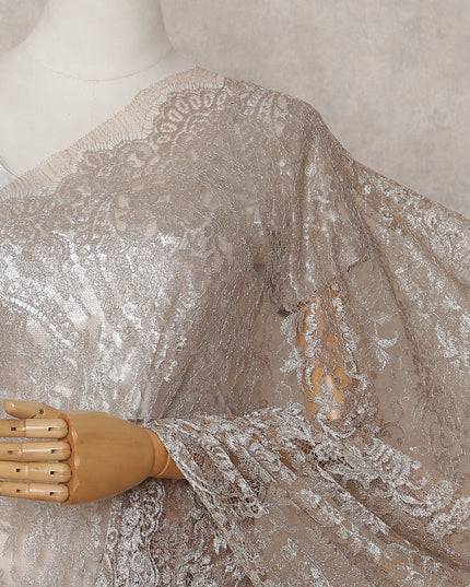Champagne Beige Chantilly Lace Saree - D31673