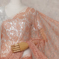 Coral Peach French Chantilly Lace Saree