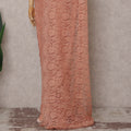 Coral Peach French Chantilly Lace Saree