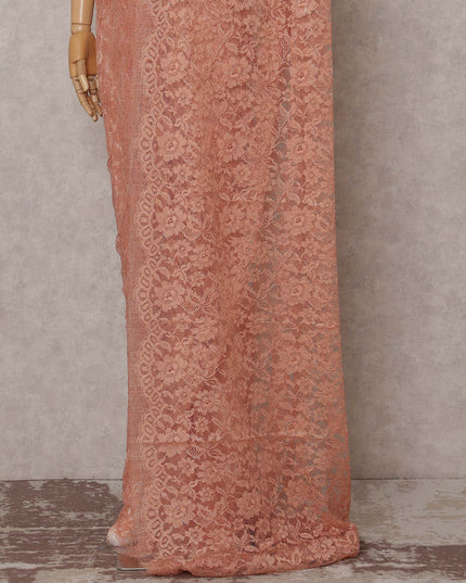 Coral Peach French Chantilly Lace Saree