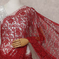 Scarlet Red French Chantilly Lace Saree