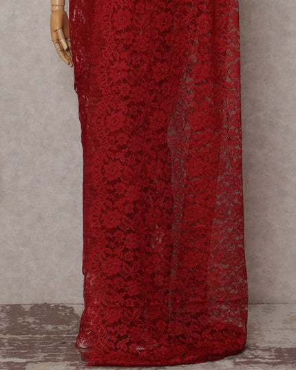 Scarlet Red French Chantilly Lace Saree