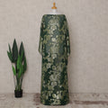 Emerald Green Floral Pure Silk Chiffon Dirac With Metallic Lurex Fabric Flowing 3.5m x 140cm Piece Premium Quality Luxurious Finish Korean Origin - D31158