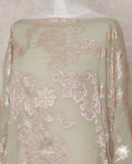 Sage Celadon Silk Ethnic Wear Fabric 140cm