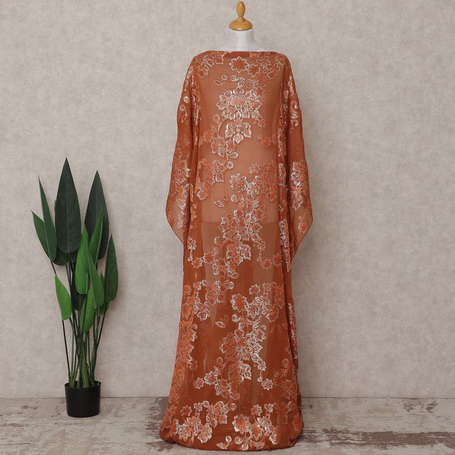 Rust Terracotta Silk Ethnic Wear Fabric 140cm