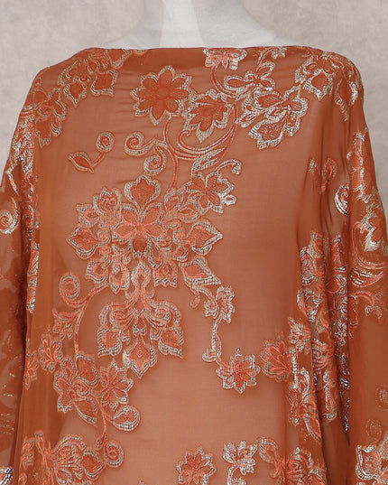 Rust Terracotta Silk Ethnic Wear Fabric 140cm