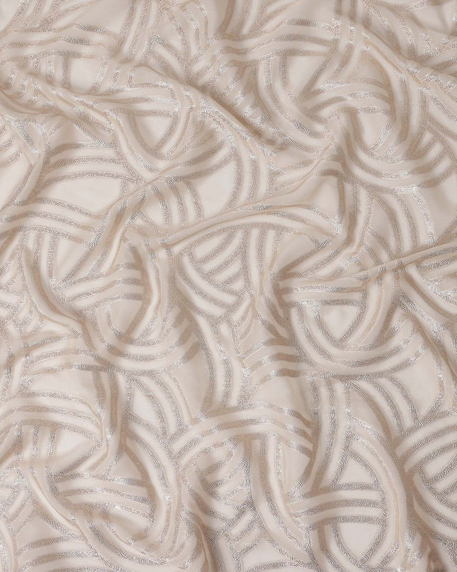 Champagne Beige Abstract Silk Chiffon Fabric 110cm