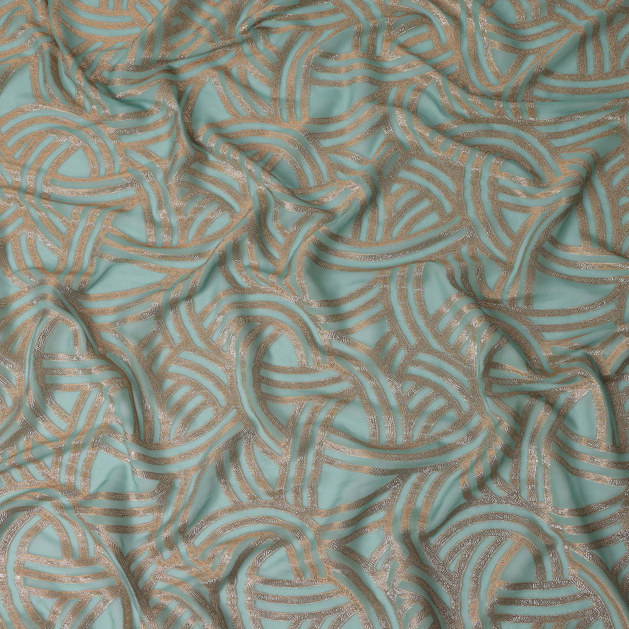 Mint Green Abstract Silk Chiffon Fabric 110cm