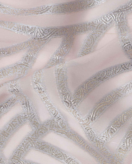 Powder Pink Abstract Silk Chiffon Fabric 110cm
