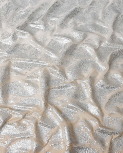 Pearl White Silk Chiffon Metallic Fabric 110cm