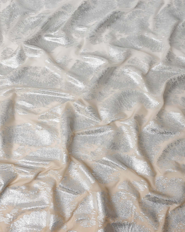 Pearl White Silk Chiffon Metallic Fabric 110cm