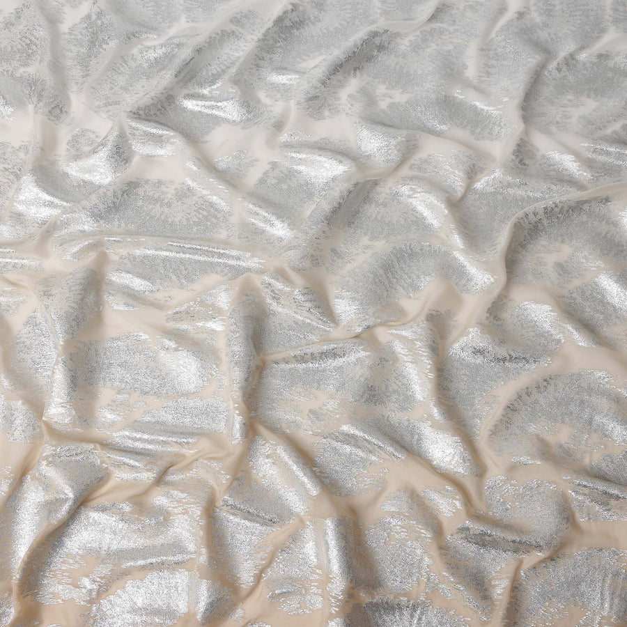 Pearl White Silk Chiffon Metallic Fabric 110cm