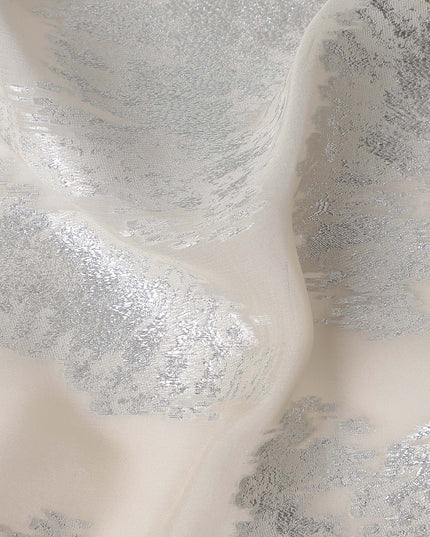 Pearl White Silk Chiffon Metallic Fabric 110cm