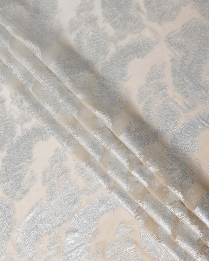 Pearl White Silk Chiffon Metallic Fabric 110cm
