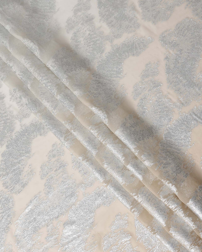 Pearl White Silk Chiffon Metallic Fabric 110cm