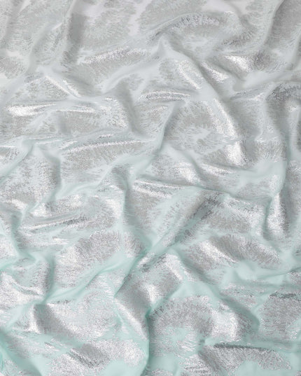 Seafoam Silver Silk Chiffon Metallic Fabric 110cm
