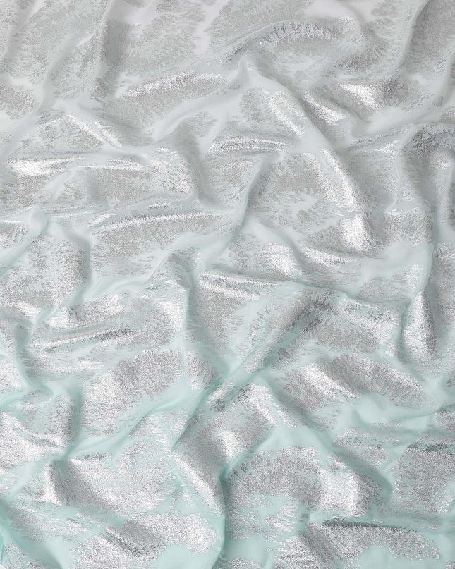 Seafoam Silver Silk Chiffon Metallic Fabric 110cm