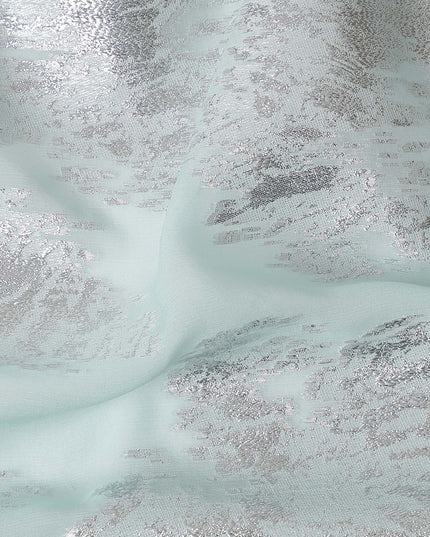 Seafoam Silver Silk Chiffon Metallic Fabric 110cm