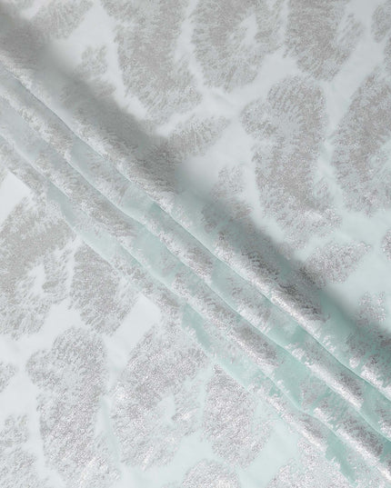 Seafoam Silver Silk Chiffon Metallic Fabric 110cm