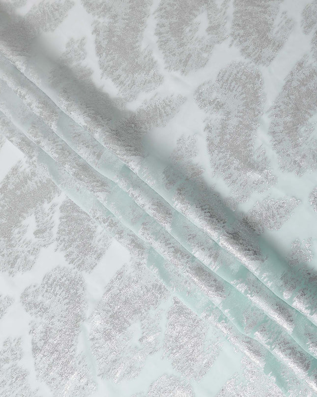 Seafoam Silver Silk Chiffon Metallic Fabric 110cm