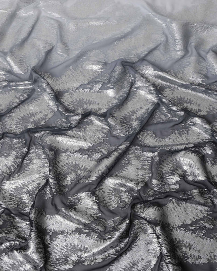 Graphite Grey Silk Chiffon Metallic Fabric 110cm