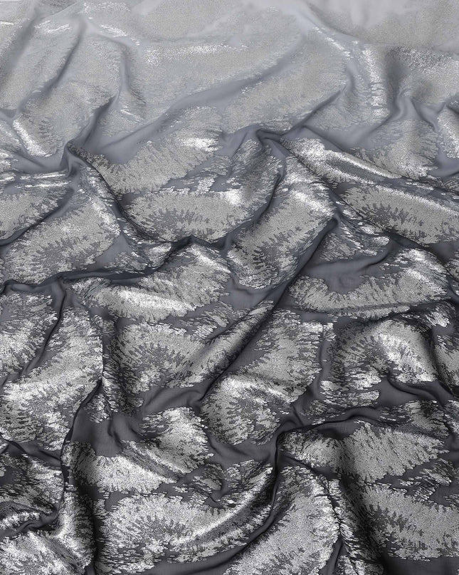 Graphite Grey Silk Chiffon Metallic Fabric 110cm
