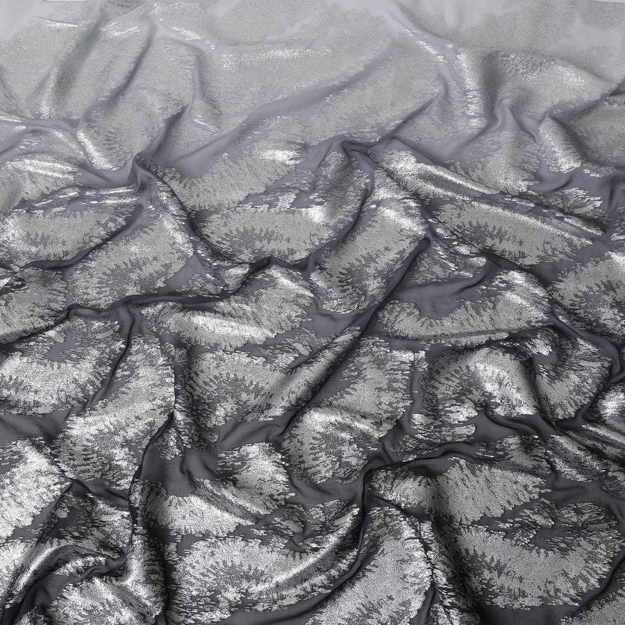 Graphite Grey Silk Chiffon Metallic Fabric 110cm