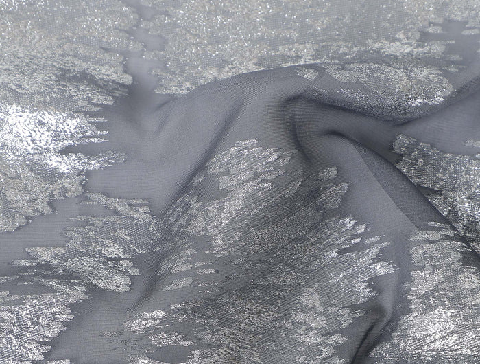 Graphite Grey Silk Chiffon Metallic Fabric 110cm