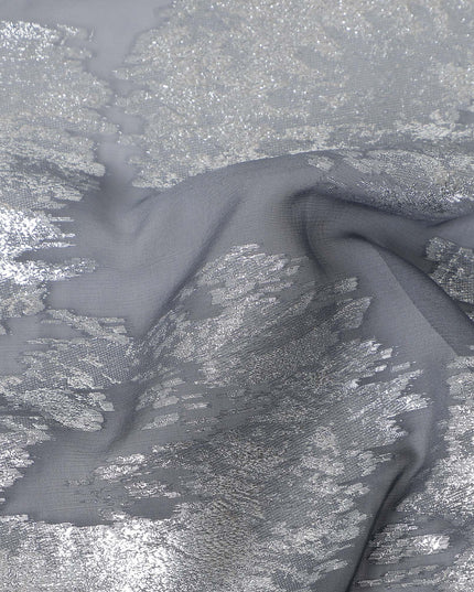 Graphite Grey Silk Chiffon Metallic Fabric 110cm