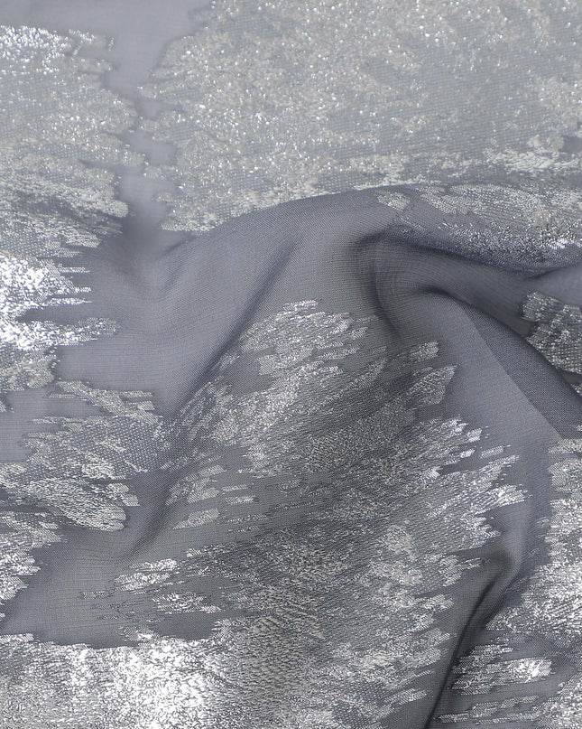 Graphite Grey Silk Chiffon Metallic Fabric 110cm