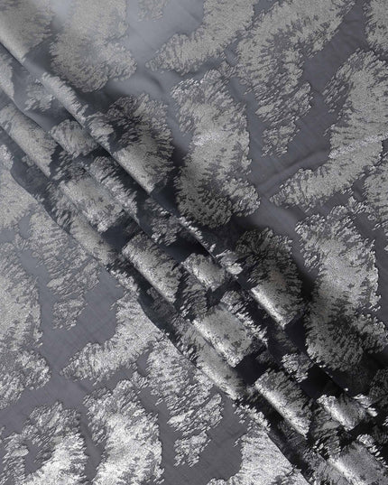 Graphite Grey Silk Chiffon Metallic Fabric 110cm