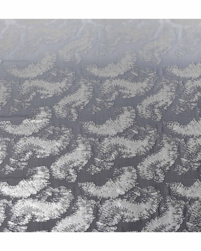 Graphite Grey Silk Chiffon Metallic Fabric 110cm