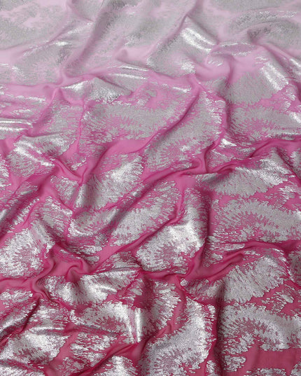 Fuchsia Pink Silk Chiffon Metallic Fabric 110cm