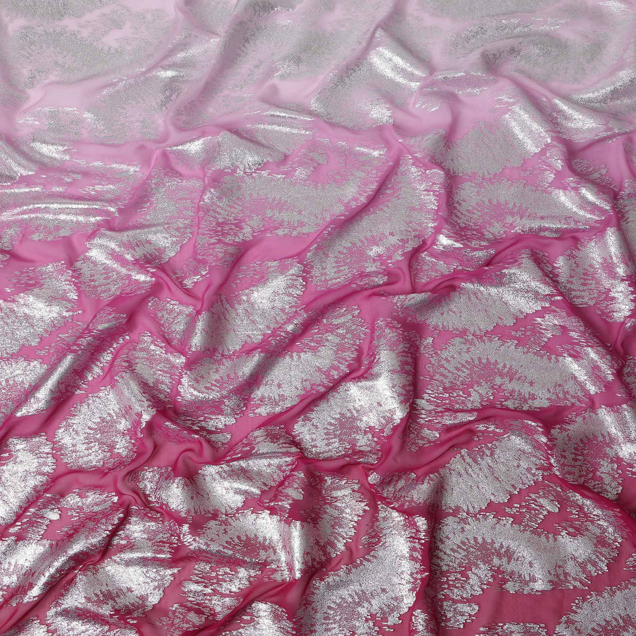 Fuchsia Pink Silk Chiffon Metallic Fabric 110cm