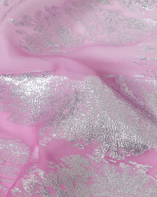 Fuchsia Pink Silk Chiffon Metallic Fabric 110cm