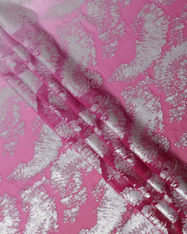 Fuchsia Pink Silk Chiffon Metallic Fabric 110cm