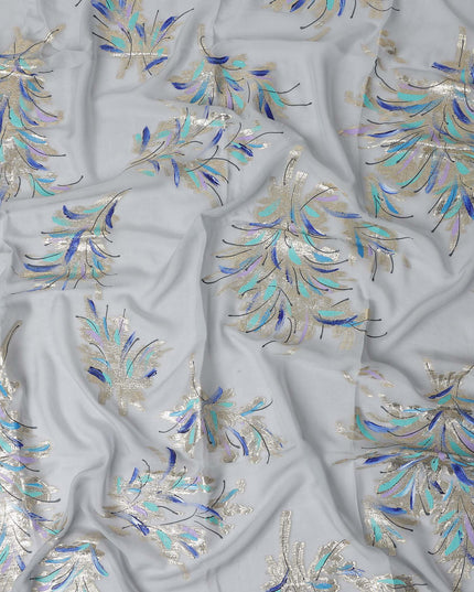 Pearl Grey Silk Chiffon Garbasaar Fabric Piece