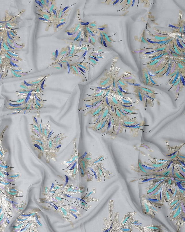 Pearl Grey Silk Chiffon Garbasaar Fabric Piece