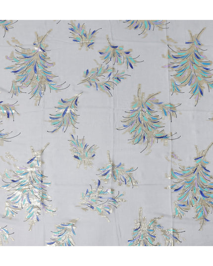 Pearl Grey Silk Chiffon Garbasaar Fabric Piece