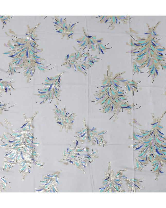 Pearl Grey Silk Chiffon Garbasaar Fabric Piece